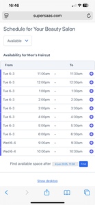 6. SuperSaaS multiple services schedule on mobile device Screenshot