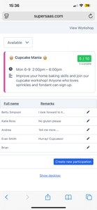 8. SuperSaaS event registration on a mobile device Screenshot