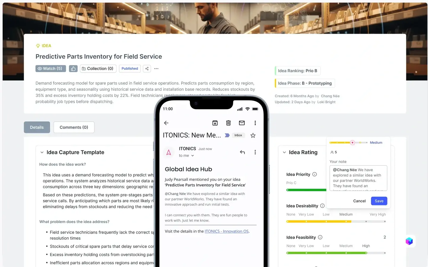 Collaborative Ideation Communities: Capture, Rate and Build on Ideas Screenshot