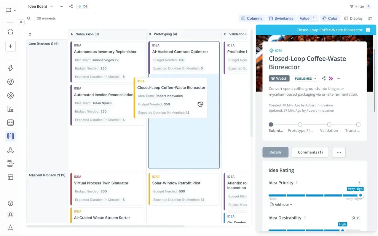 Idea Board - ITONICS Innovation OS Screenshot