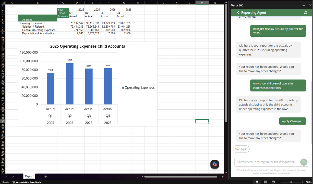 AI-assisted report creation  Screenshot