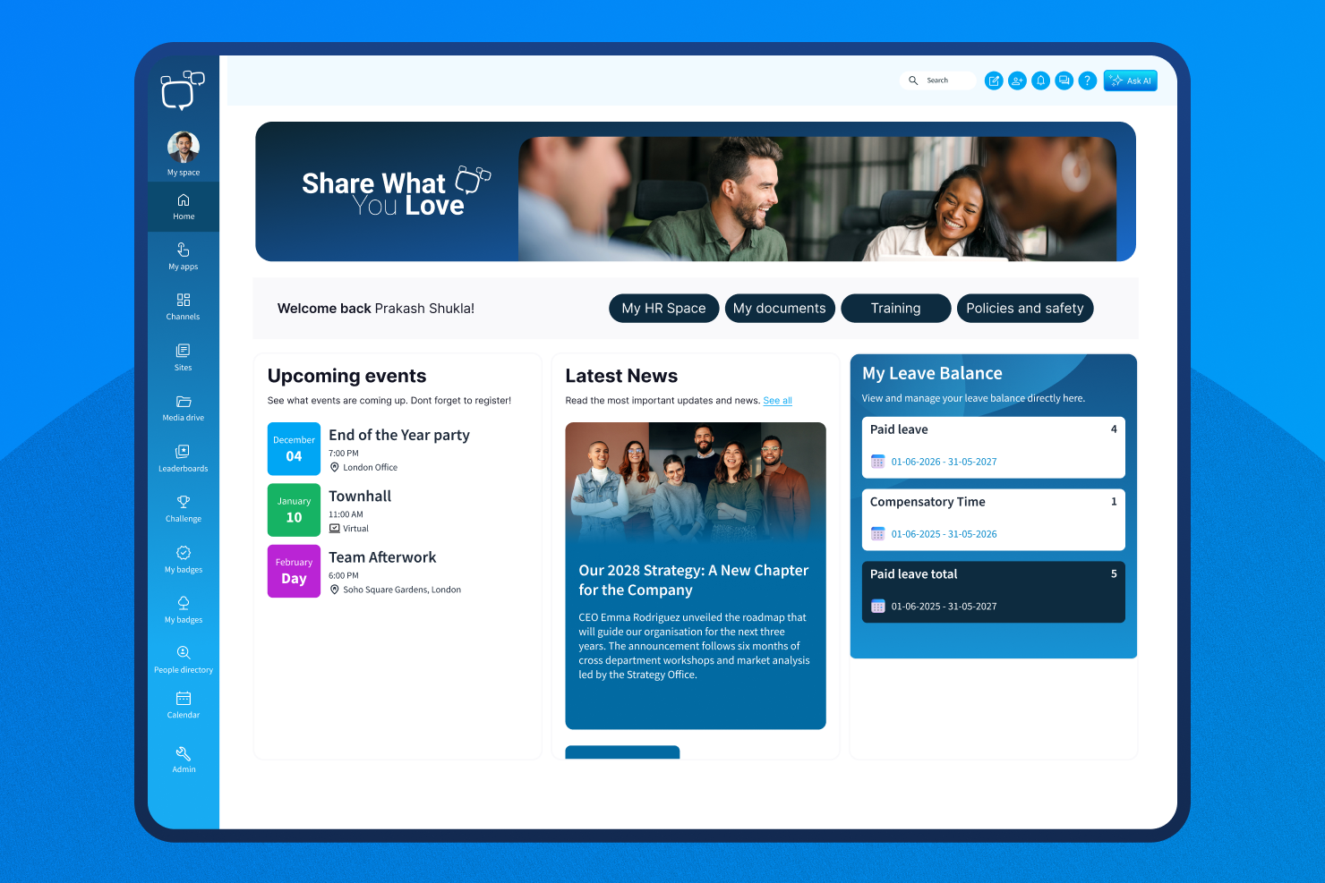 Sociabble - Plateform - Intranet Screenshot